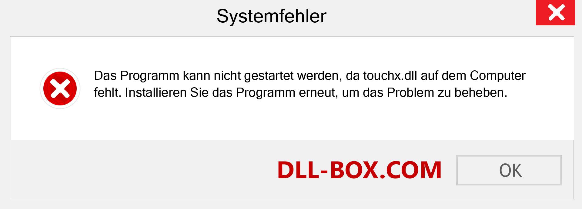 touchx.dll-Datei fehlt?. Download für Windows 7, 8, 10 - Fix touchx dll Missing Error unter Windows, Fotos, Bildern